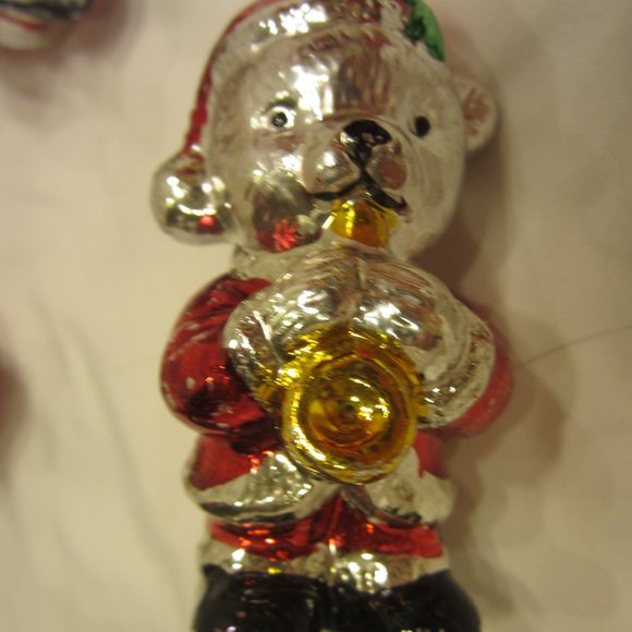 VTG 80'S METALLIC PAINTED CERAMIC ORNAMENTS, SET OF 4 - Picture 7 of 9